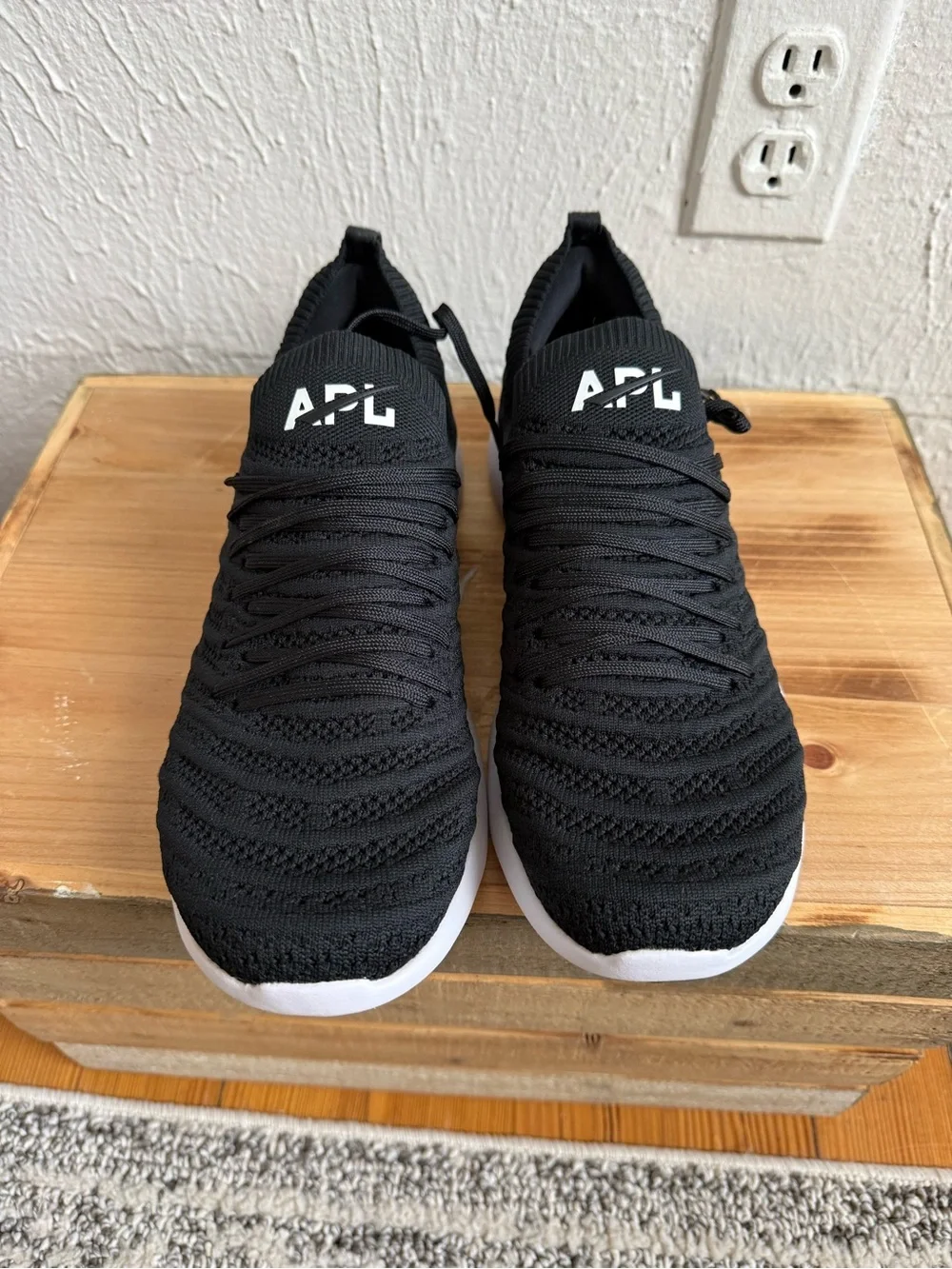 APL Black Knit Slip-On Sneakers with White Soles